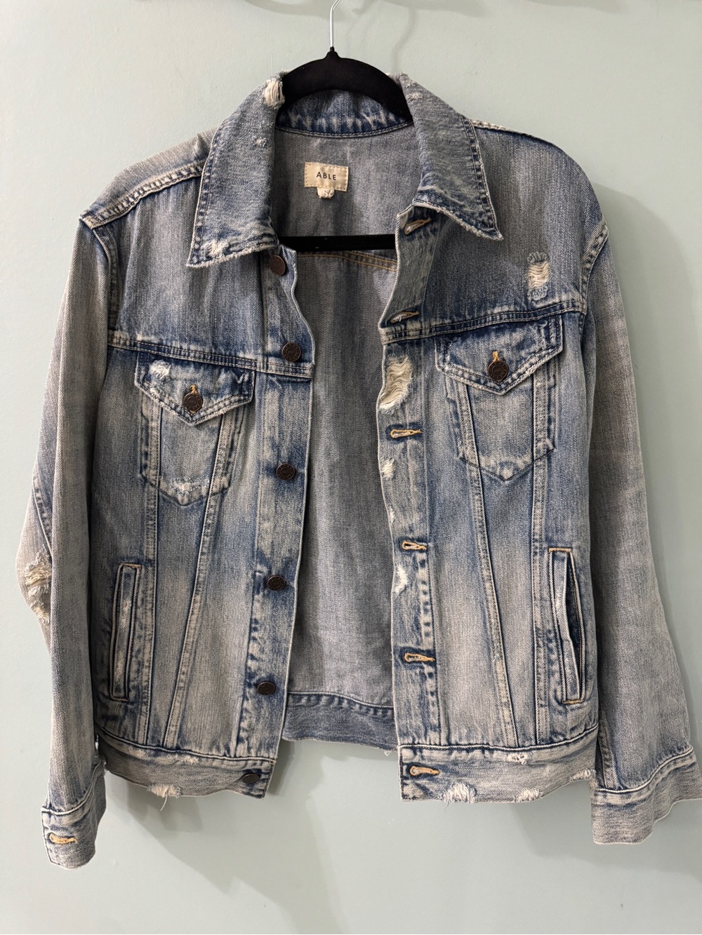 Able Light Blue Distressed Denim Jacket
